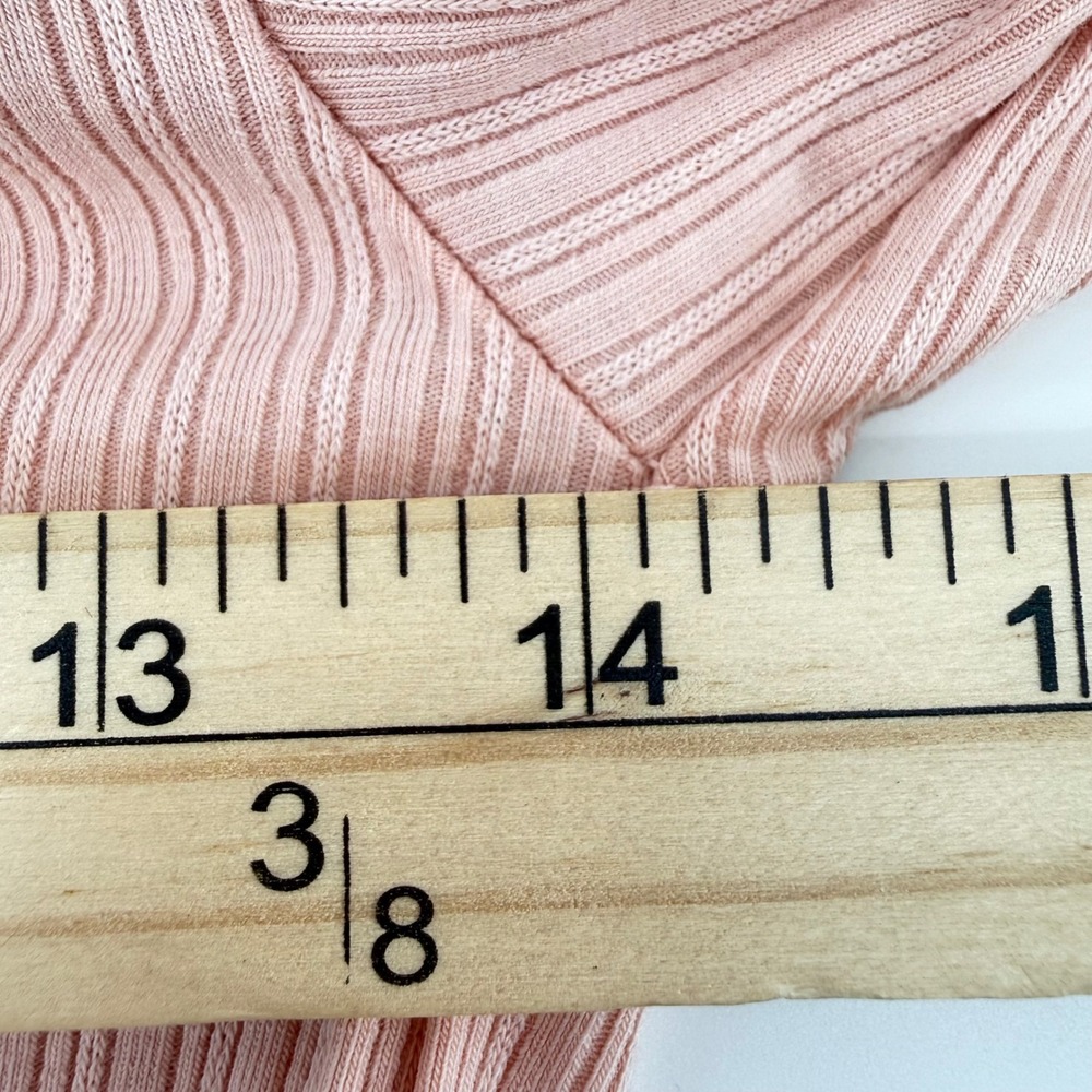 NWT Aerie Pink Long Sleeve Cross Front Ribbed Wrap Bodysuit Size Small - Picture 7 of 9